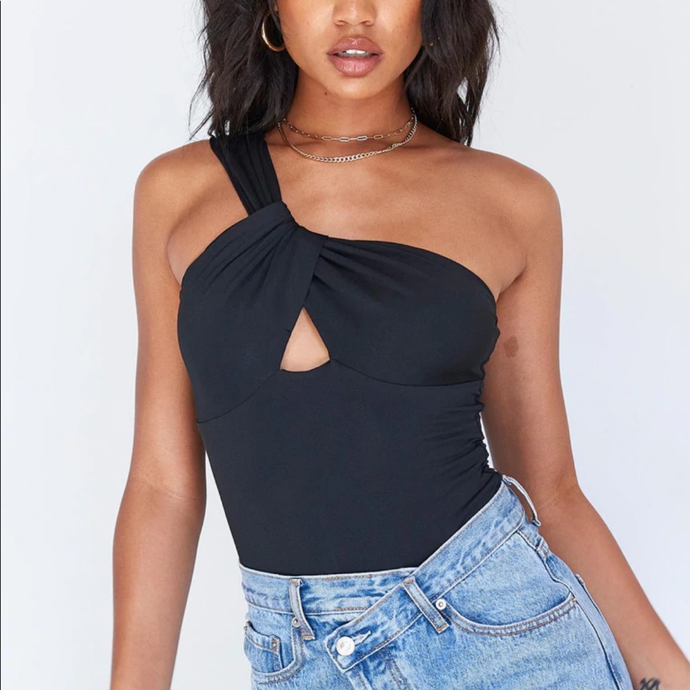 Princess Polly Black One-Shoulder Bodysuit